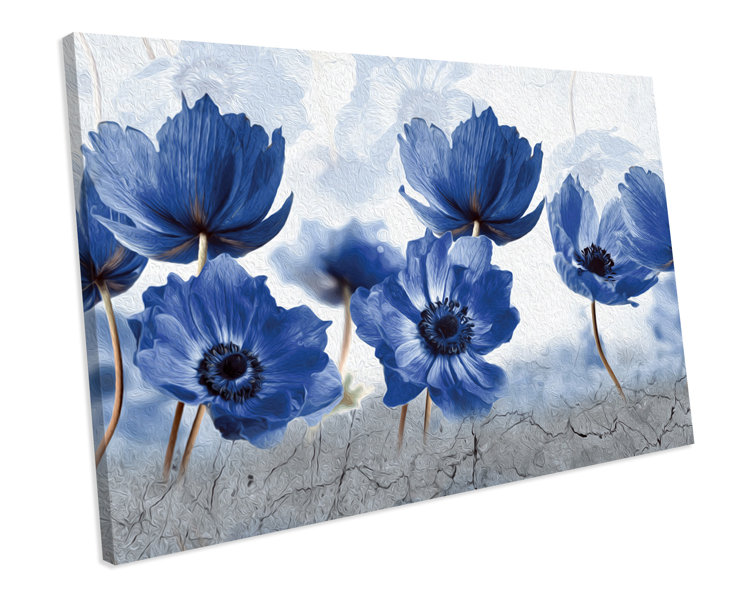 Latitude Run 'Floral Blue Flower' Painting on Canvas Wayfair.co.uk